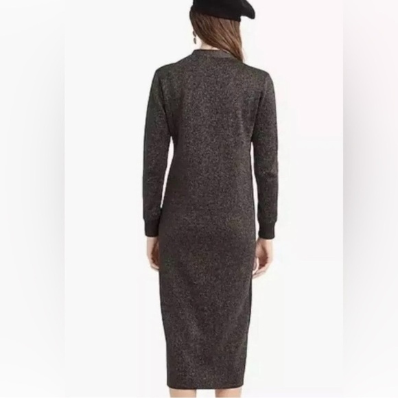J. Crew 365 V Neck Metallic Silver Sparkle Button Front Sweater Dress NWOT - Picture 9 of 10